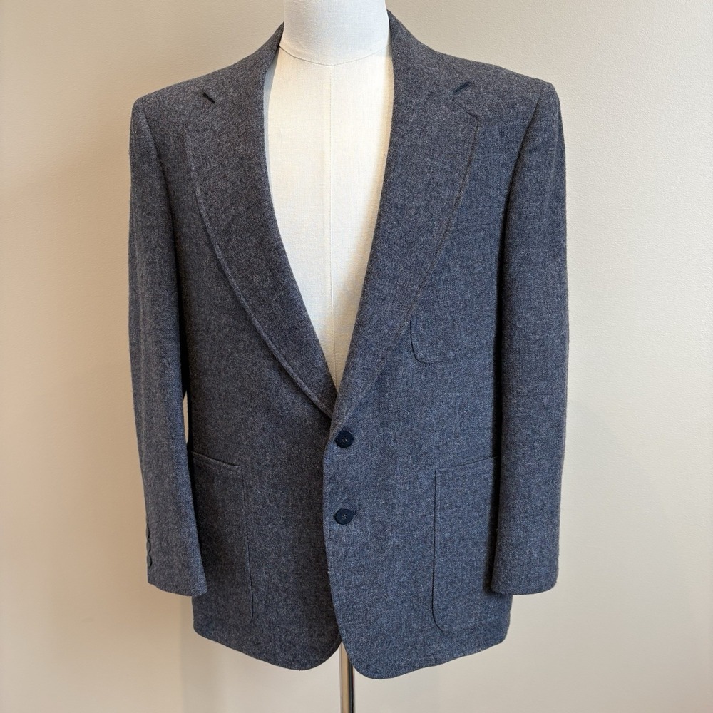 Vintage 90s‎ Strathmore Blazer 44S Navy Tweed Sport Coat Made In USA Suit Jacket